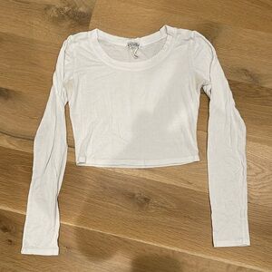 Malibu Beach Basics white long sleeve crop top, size Large